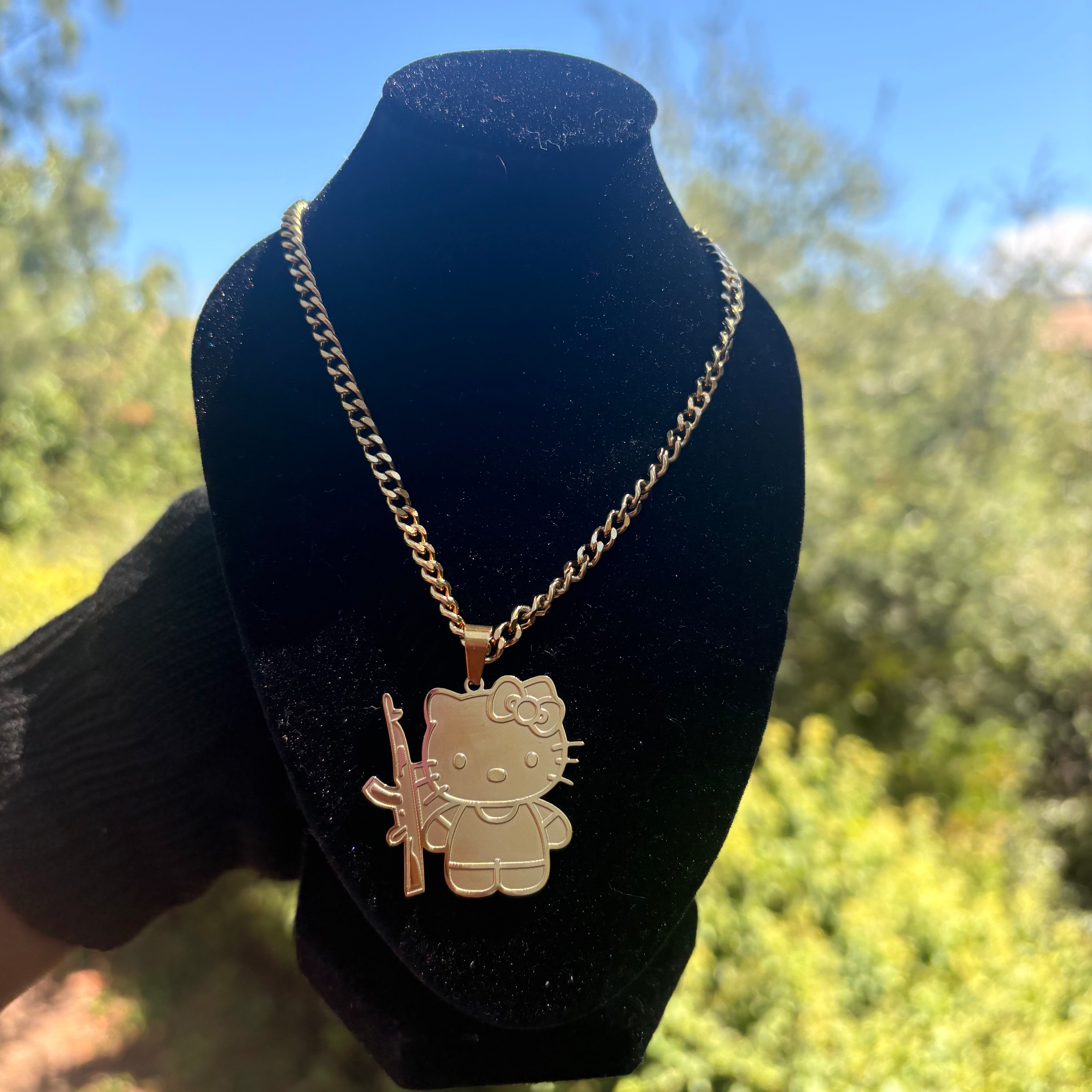 HK Full Gold Gun Necklace
