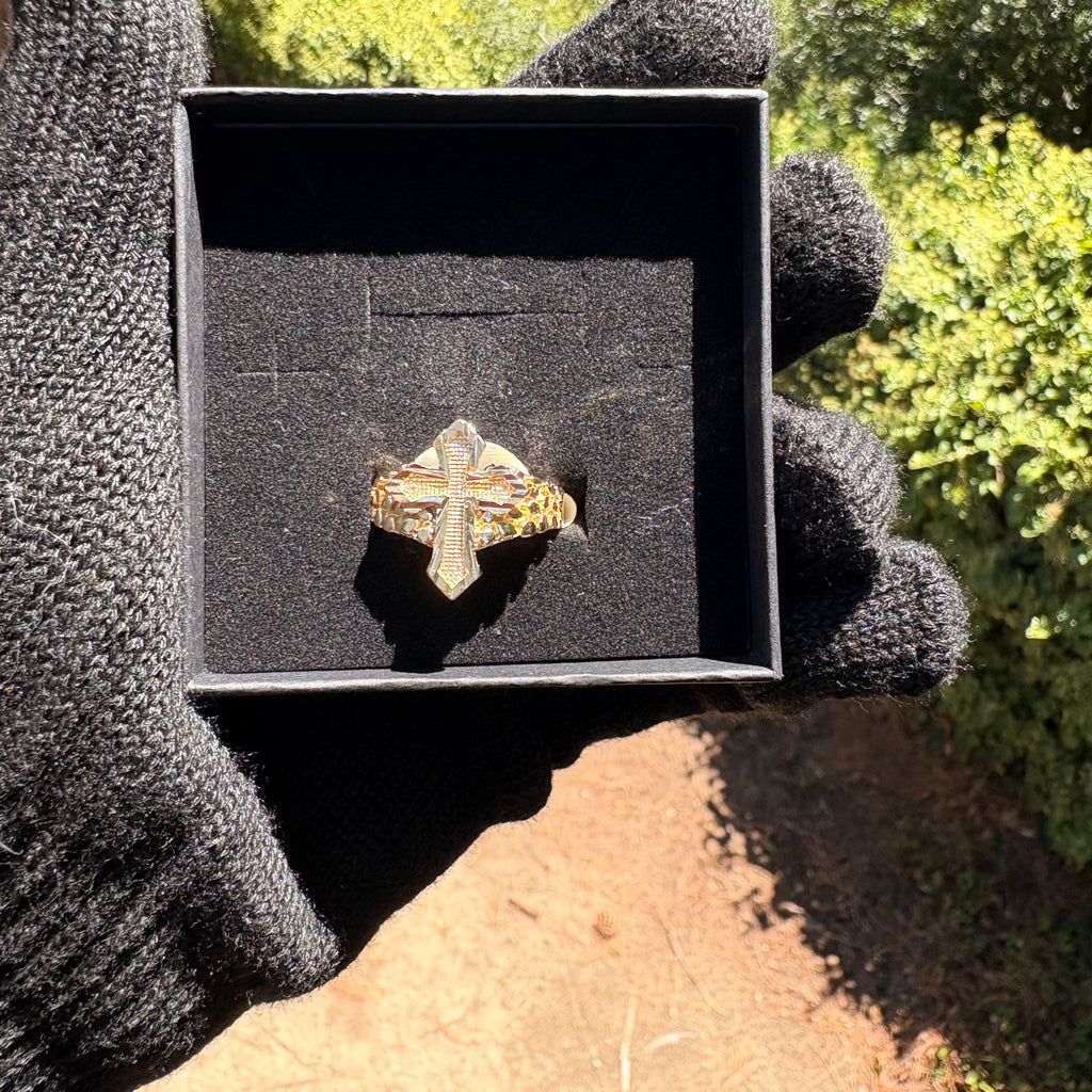 Single Cross Nugget Ring